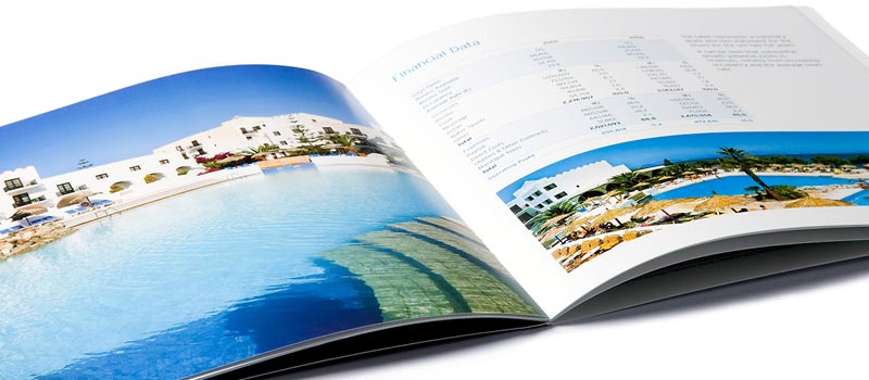 Pages showing sales data for a european sales brochure